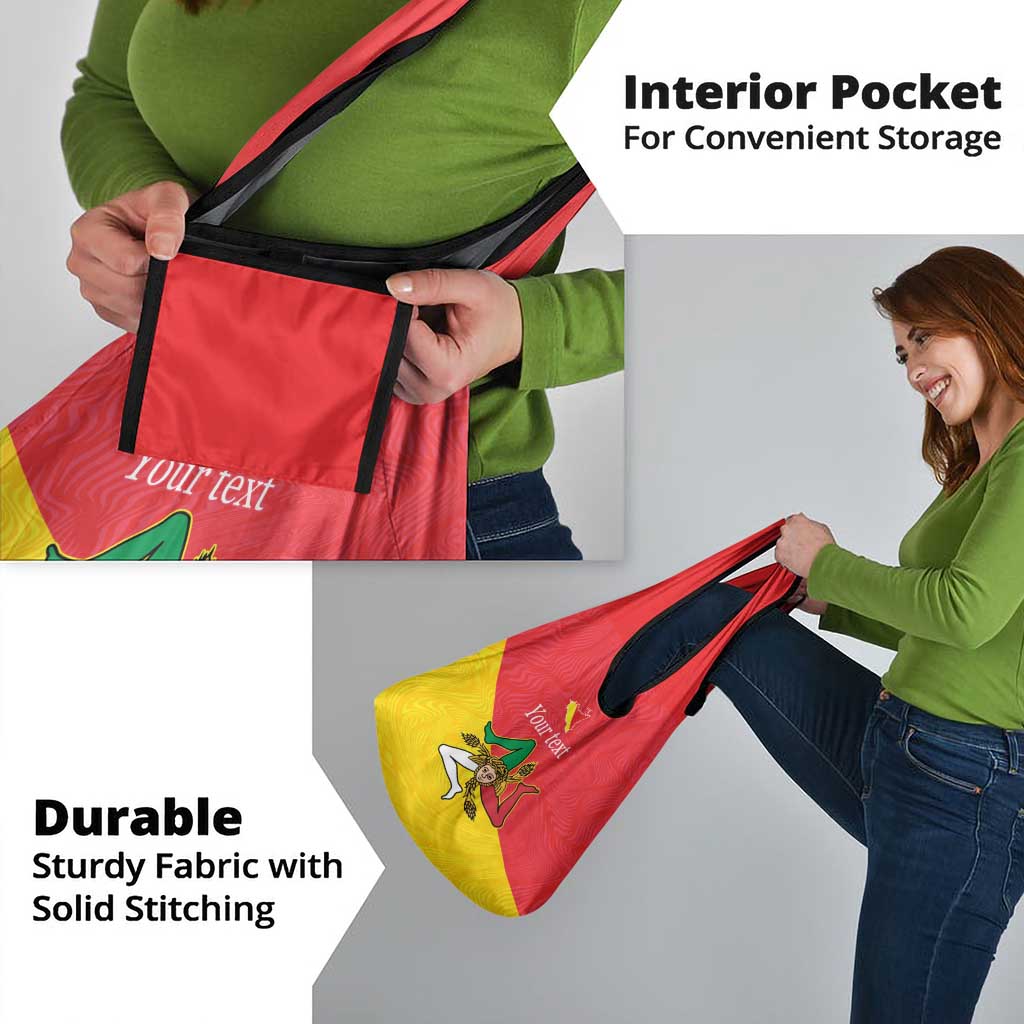 Personalized Italy Sicily Grocery Bag Sicilia Gorgoneion with Triskeles