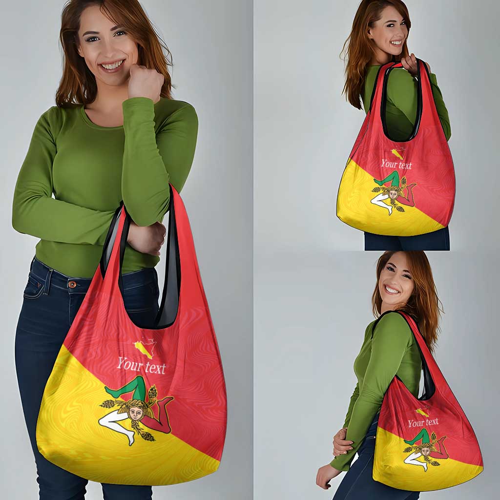Personalized Italy Sicily Grocery Bag Sicilia Gorgoneion with Triskeles