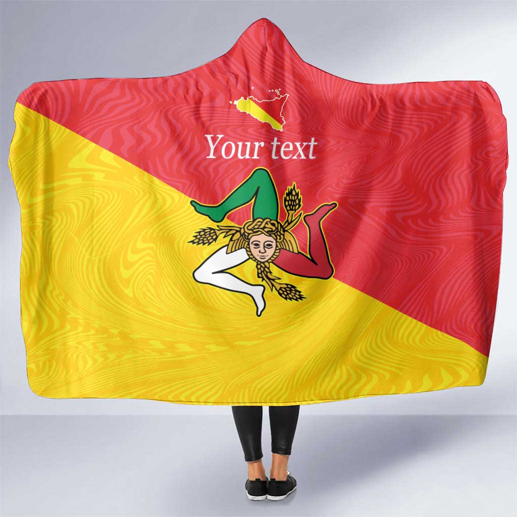 Personalized Italy Sicily Hooded Blanket Sicilia Gorgoneion with Triskeles