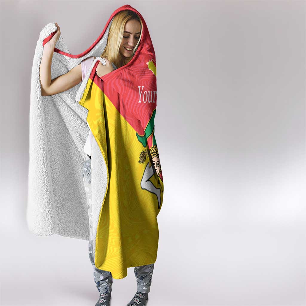 Personalized Italy Sicily Hooded Blanket Sicilia Gorgoneion with Triskeles