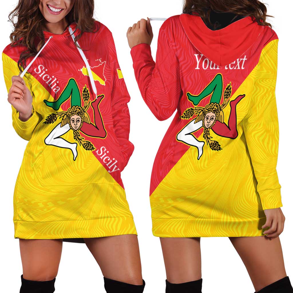 Personalized Italy Sicily Hoodie Dress Sicilia Gorgoneion with Triskeles