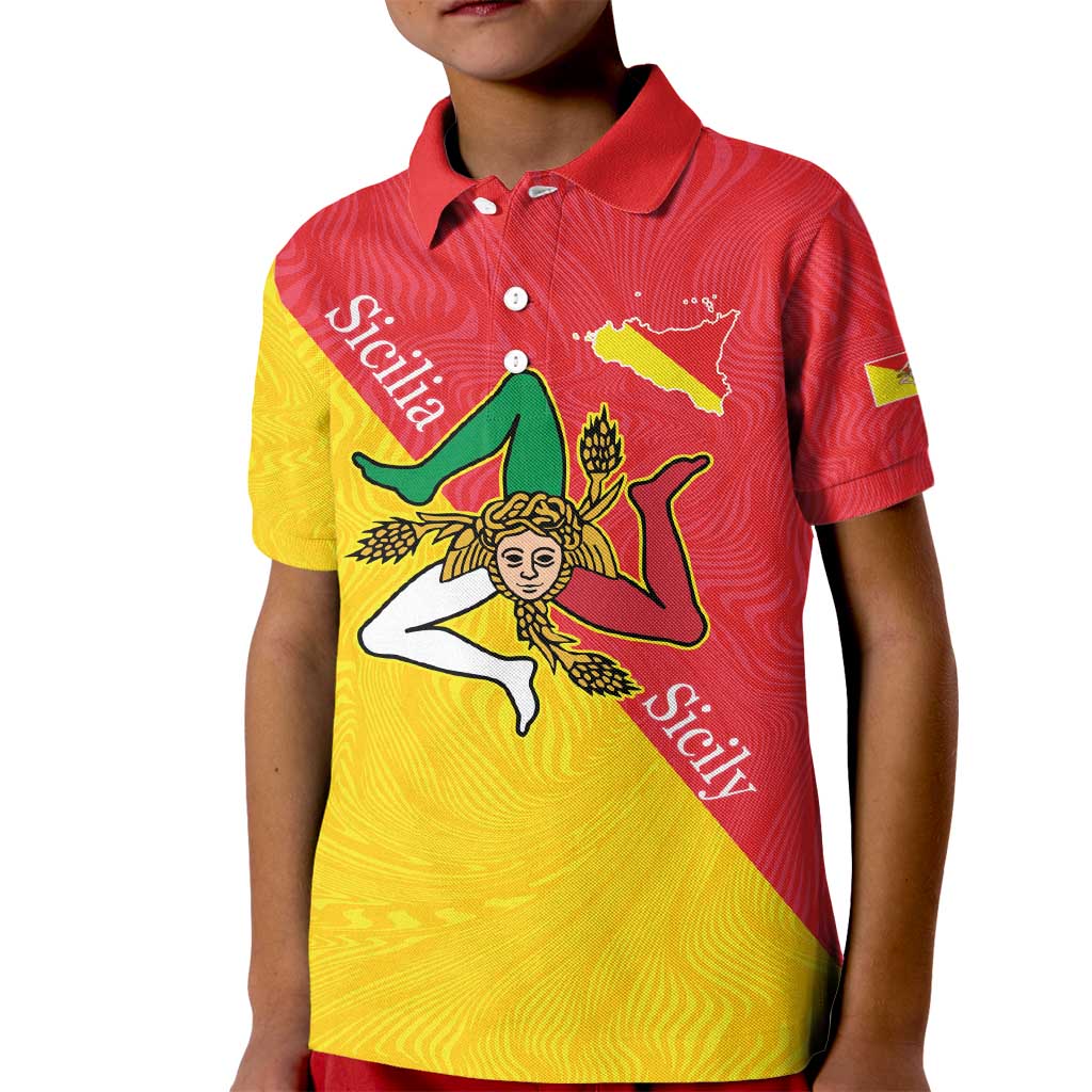 Personalized Italy Sicily Kid Polo Shirt Sicilia Gorgoneion with Triskeles