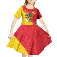 Personalized Italy Sicily Kid Short Sleeve Dress Sicilia Gorgoneion with Triskeles