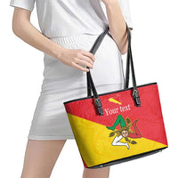 Personalized Italy Sicily Leather Tote Bag Sicilia Gorgoneion with Triskeles