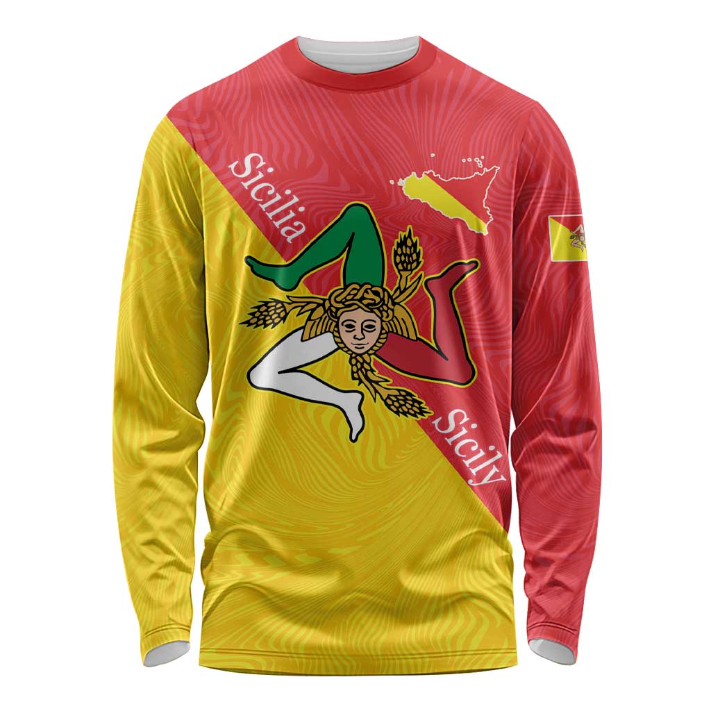 Personalized Italy Sicily Long Sleeve Shirt Sicilia Gorgoneion with Triskeles