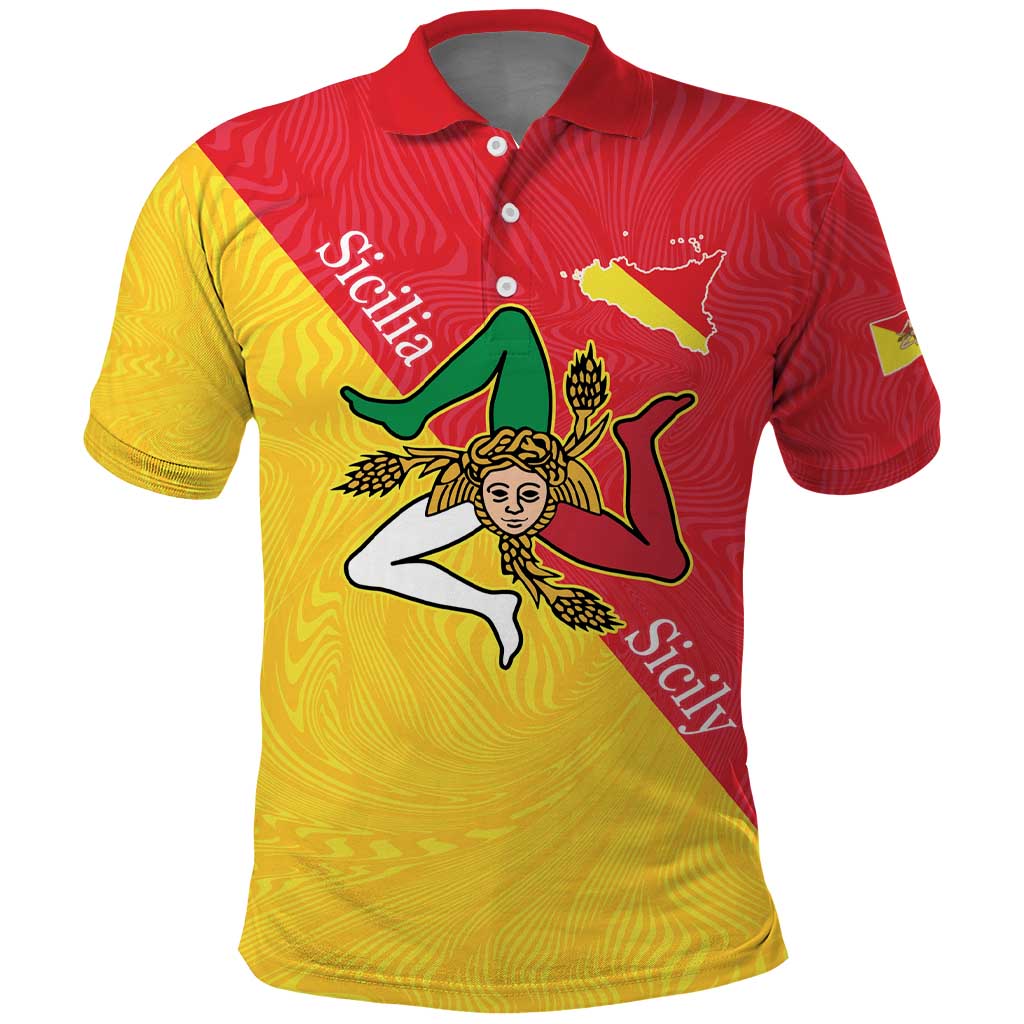 Personalized Italy Sicily Polo Shirt Sicilia Gorgoneion with Triskeles