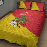 Personalized Italy Sicily Quilt Bed Set Sicilia Gorgoneion with Triskeles