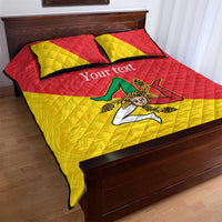 Personalized Italy Sicily Quilt Bed Set Sicilia Gorgoneion with Triskeles