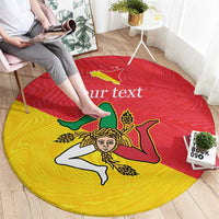 Personalized Italy Sicily Round Carpet Sicilia Gorgoneion with Triskeles