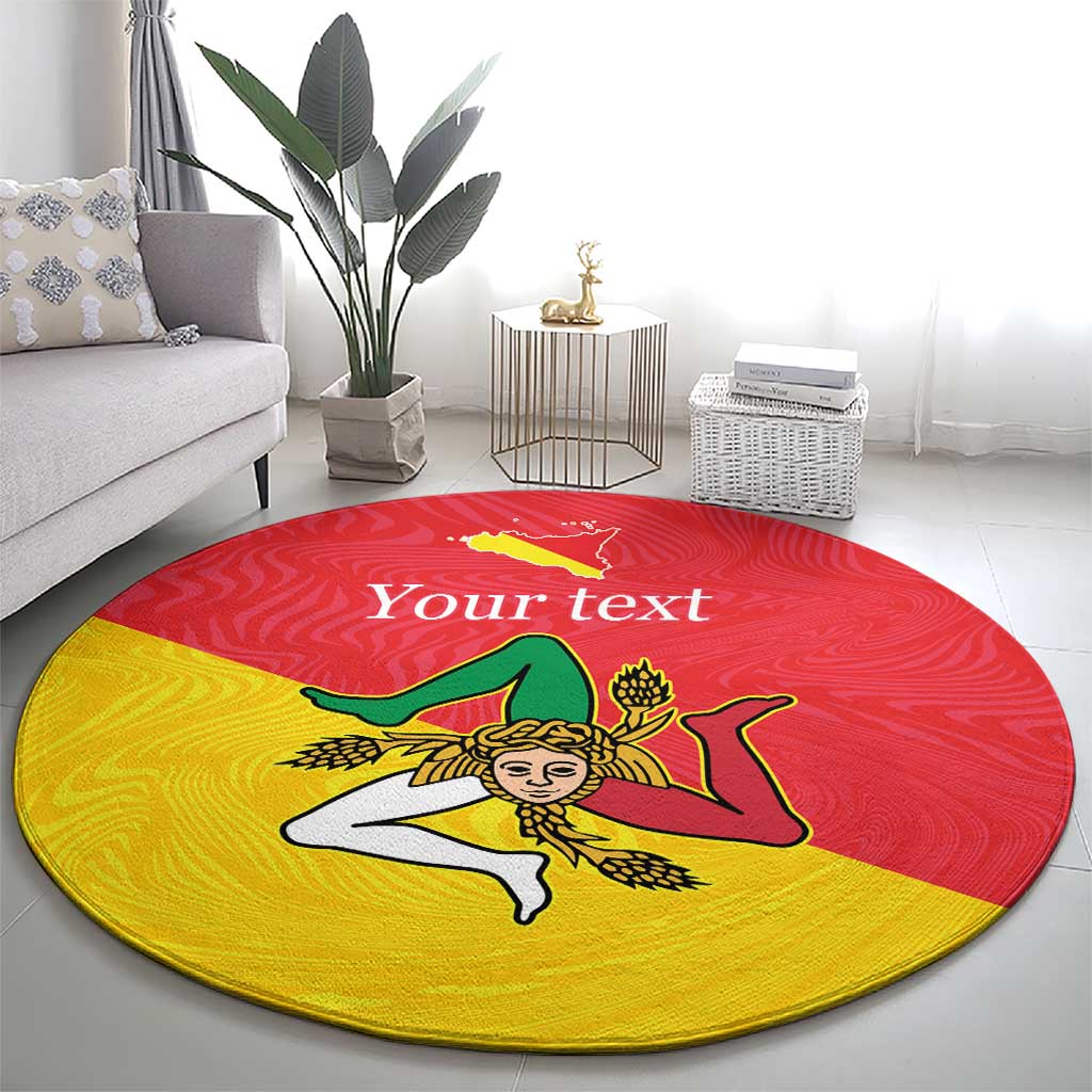 Personalized Italy Sicily Round Carpet Sicilia Gorgoneion with Triskeles
