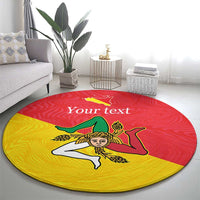 Personalized Italy Sicily Round Carpet Sicilia Gorgoneion with Triskeles