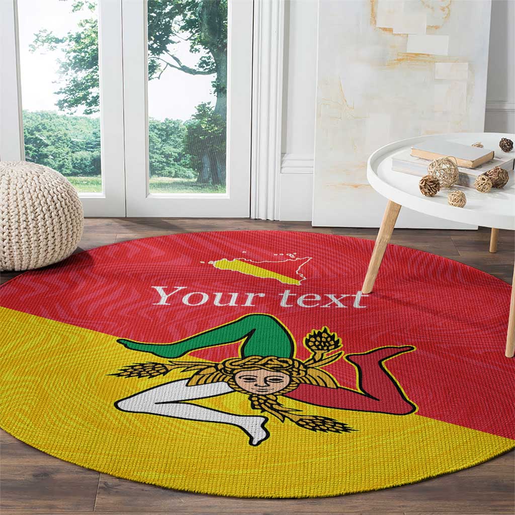 Personalized Italy Sicily Round Carpet Sicilia Gorgoneion with Triskeles