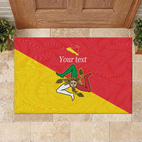 Personalized Italy Sicily Rubber Doormat Sicilia Gorgoneion with Triskeles