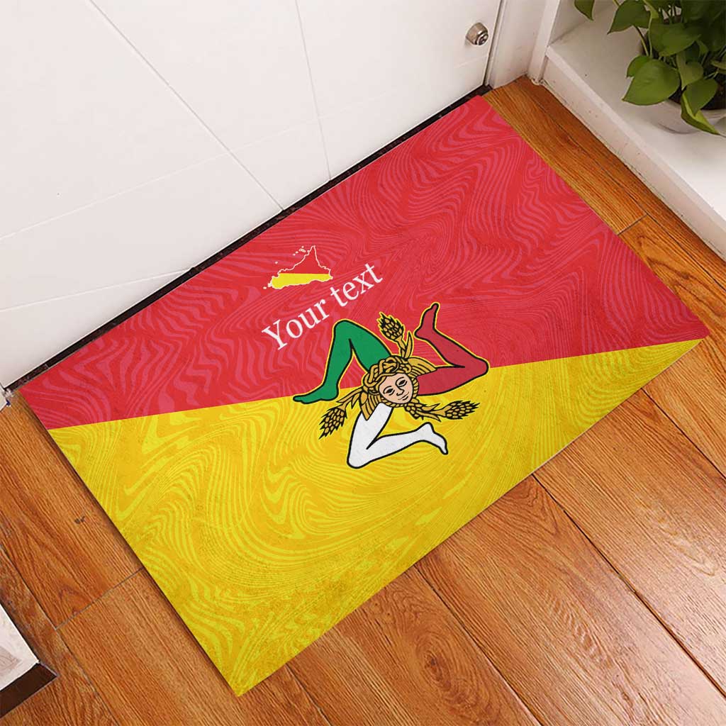 Personalized Italy Sicily Rubber Doormat Sicilia Gorgoneion with Triskeles
