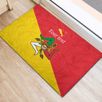 Personalized Italy Sicily Rubber Doormat Sicilia Gorgoneion with Triskeles