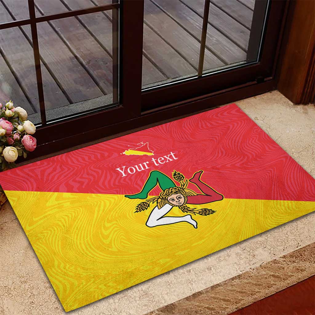 Personalized Italy Sicily Rubber Doormat Sicilia Gorgoneion with Triskeles