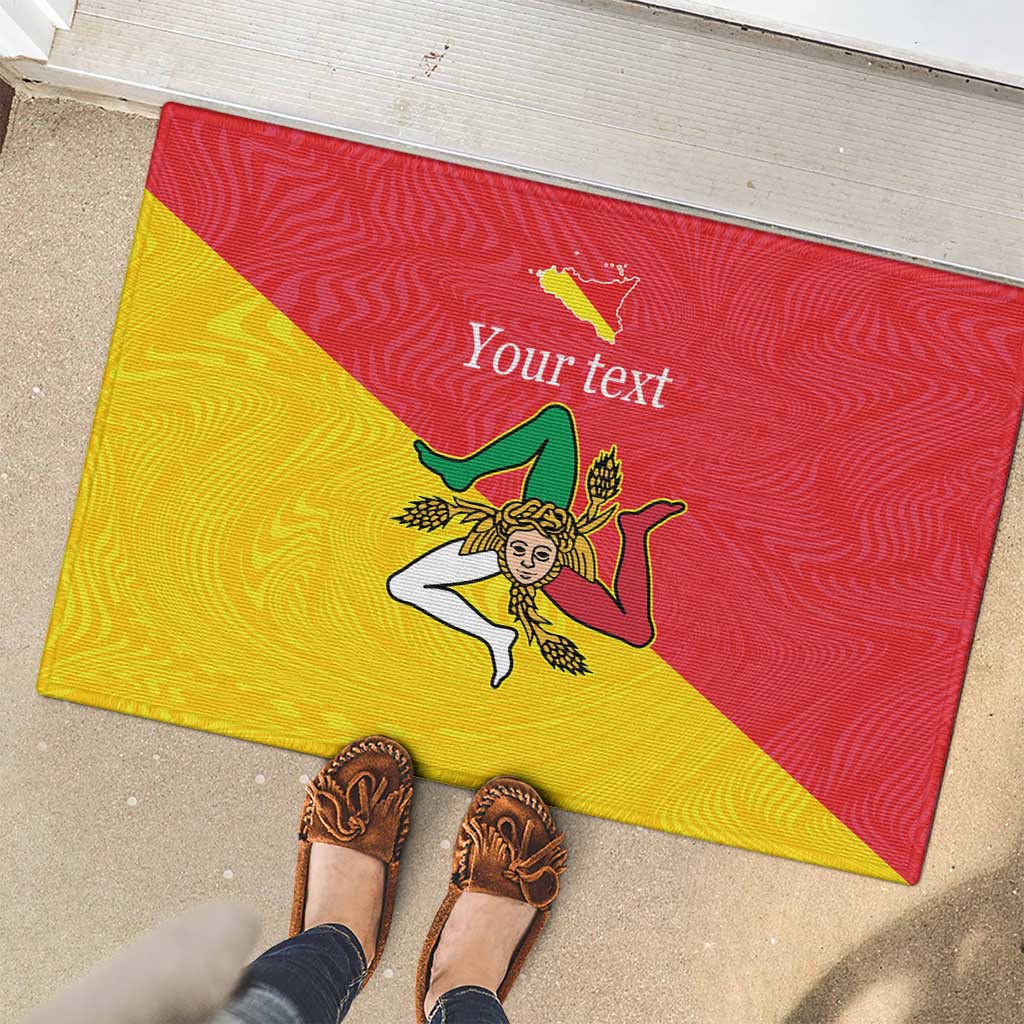 Personalized Italy Sicily Rubber Doormat Sicilia Gorgoneion with Triskeles