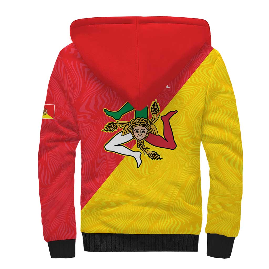 Personalized Italy Sicily Sherpa Hoodie Sicilia Gorgoneion with Triskeles