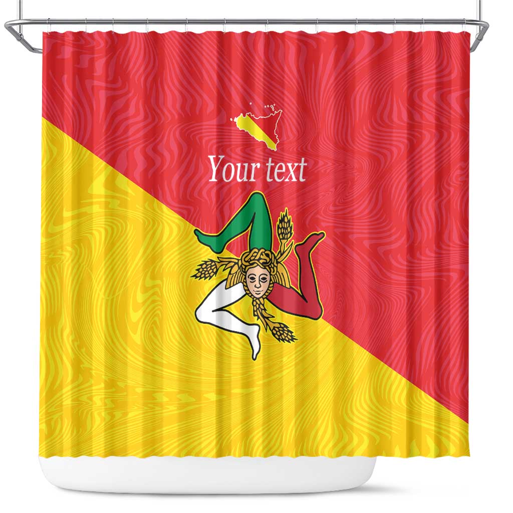 Personalized Italy Sicily Shower Curtain Sicilia Gorgoneion with Triskeles