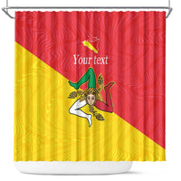 Personalized Italy Sicily Shower Curtain Sicilia Gorgoneion with Triskeles