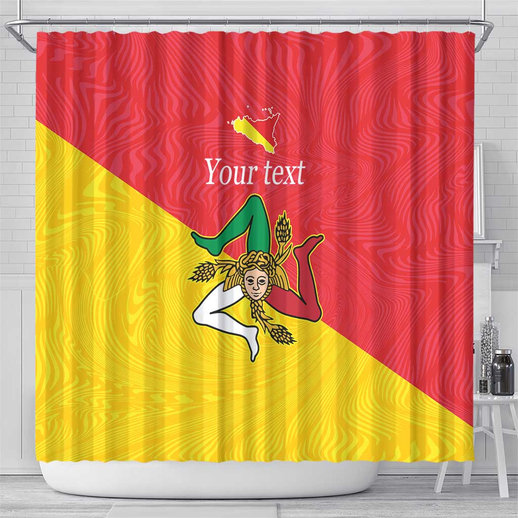 Personalized Italy Sicily Shower Curtain Sicilia Gorgoneion with Triskeles