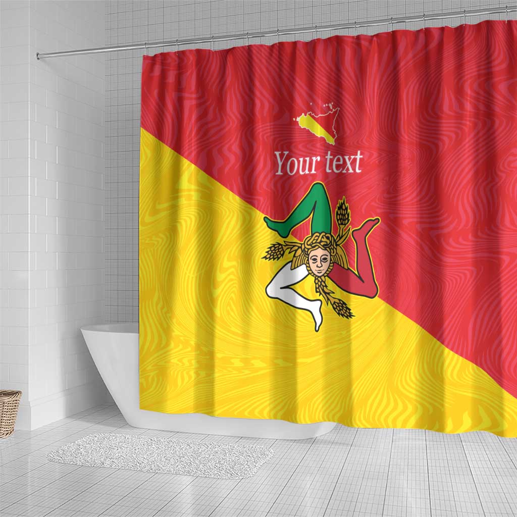 Personalized Italy Sicily Shower Curtain Sicilia Gorgoneion with Triskeles