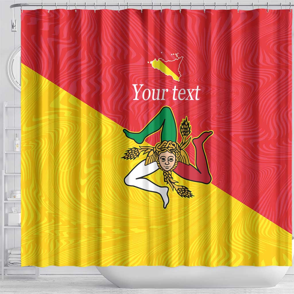Personalized Italy Sicily Shower Curtain Sicilia Gorgoneion with Triskeles