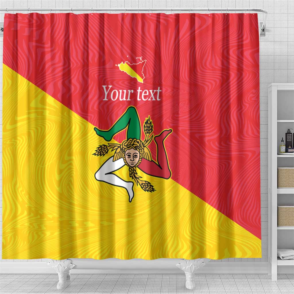 Personalized Italy Sicily Shower Curtain Sicilia Gorgoneion with Triskeles