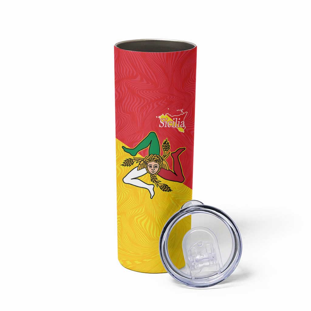 Personalized Italy Sicily Skinny Tumbler Sicilia Gorgoneion with Triskeles