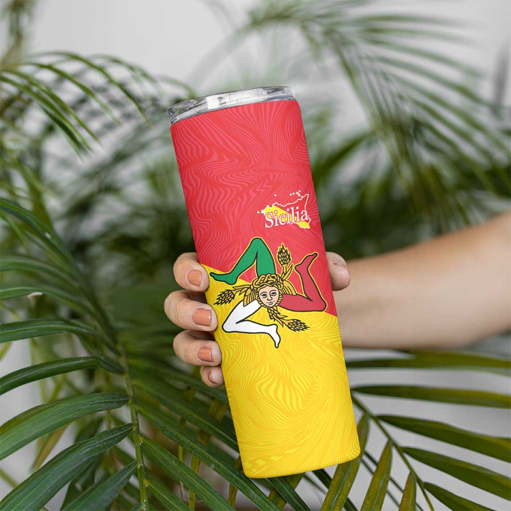Personalized Italy Sicily Skinny Tumbler Sicilia Gorgoneion with Triskeles
