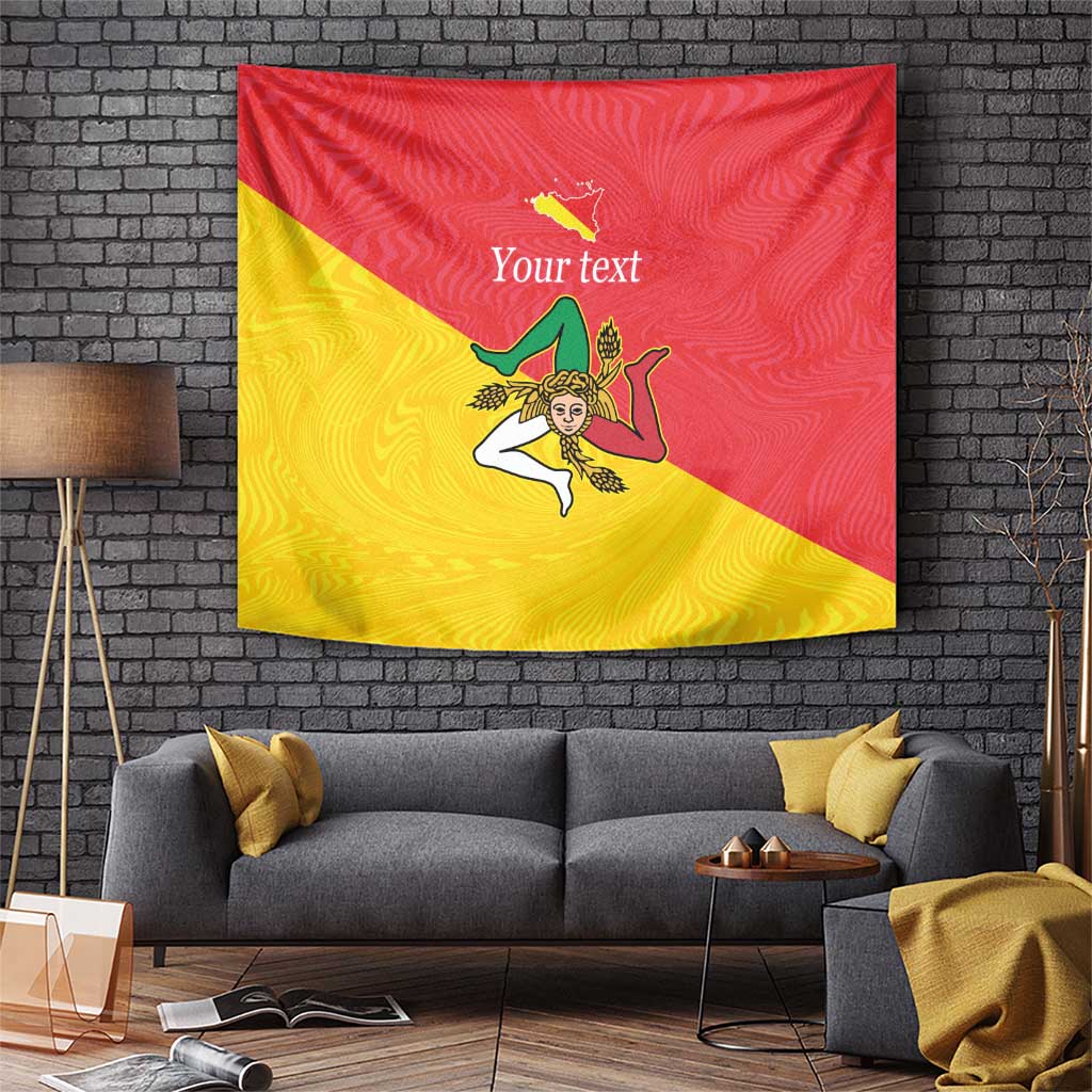 Personalized Italy Sicily Tapestry Sicilia Gorgoneion with Triskeles
