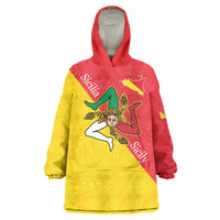 Personalized Italy Sicily Wearable Blanket Hoodie Sicilia Gorgoneion with Triskeles