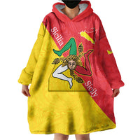 Personalized Italy Sicily Wearable Blanket Hoodie Sicilia Gorgoneion with Triskeles