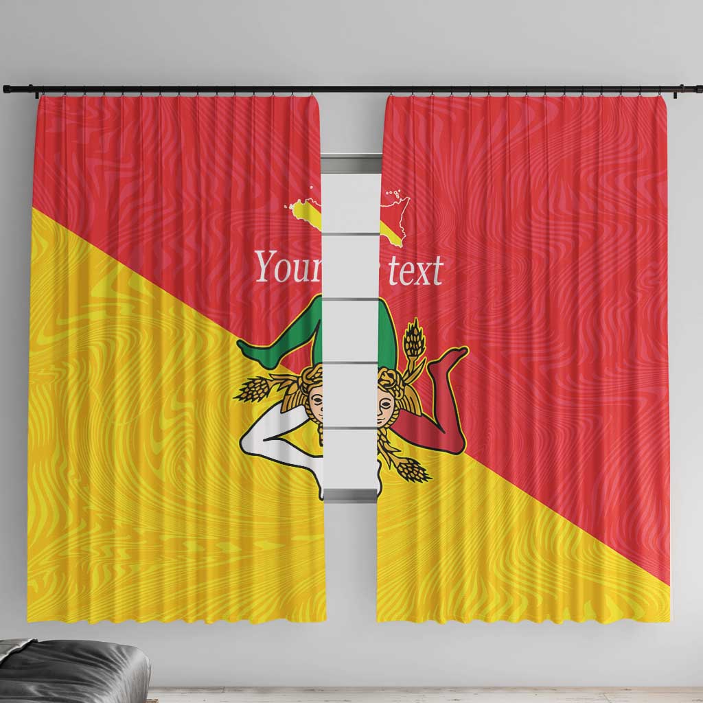 Personalized Italy Sicily Window Curtain Sicilia Gorgoneion with Triskeles