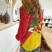 Personalized Italy Sicily Women Casual Shirt Sicilia Gorgoneion with Triskeles
