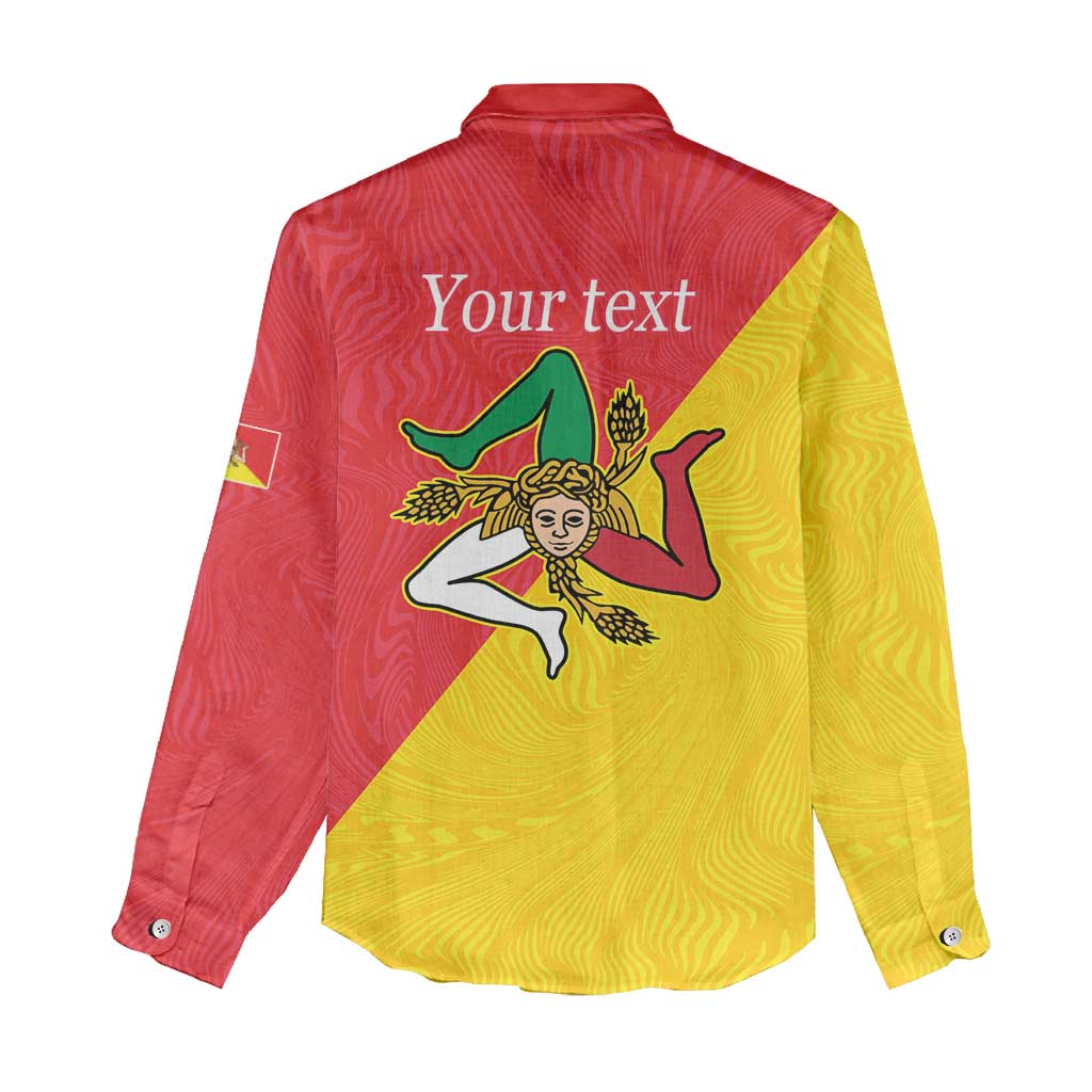 Personalized Italy Sicily Women Casual Shirt Sicilia Gorgoneion with Triskeles