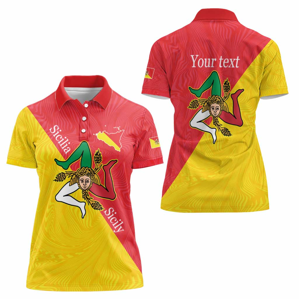 Personalized Italy Sicily Women Polo Shirt Sicilia Gorgoneion with Triskeles