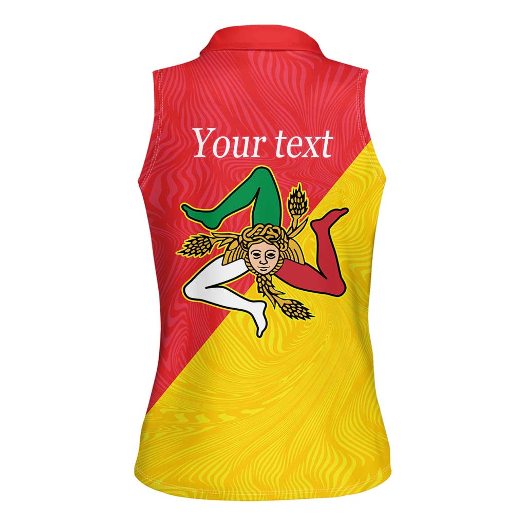 Personalized Italy Sicily Women Sleeveless Polo Shirt Sicilia Gorgoneion with Triskeles