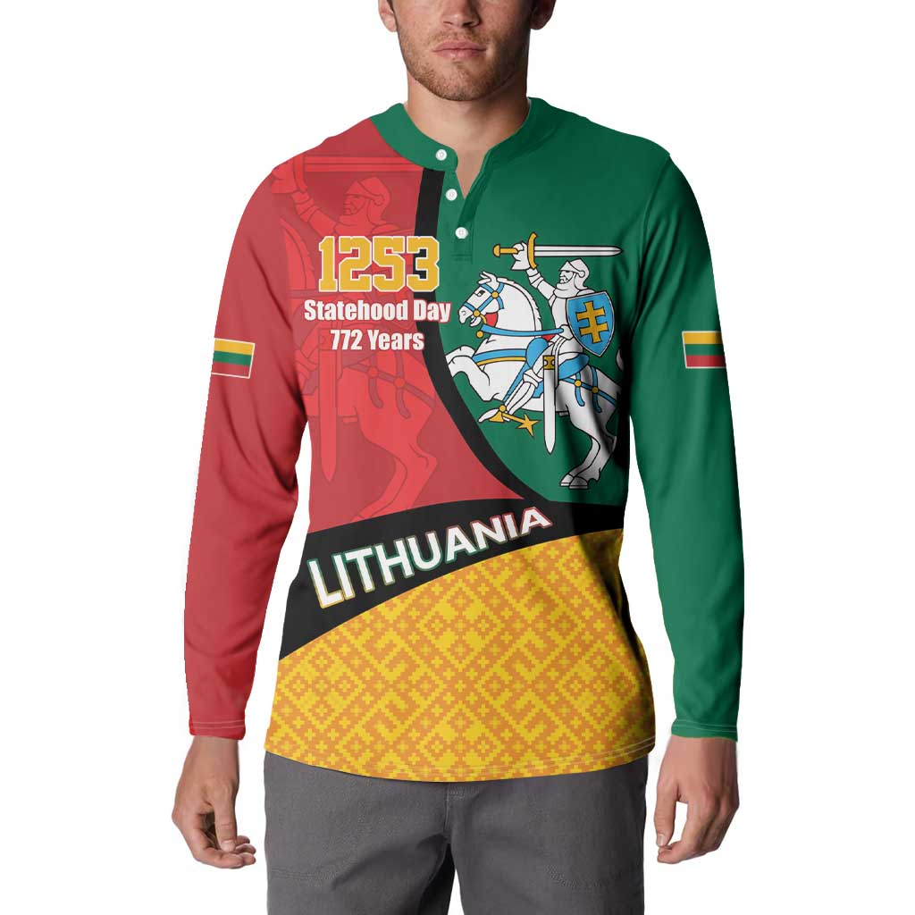 Lithuania Statehood Day July 6 Button Sweatshirt Lietuva Tevyne musu