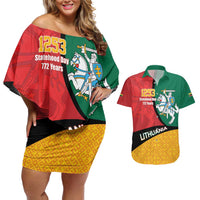 Lithuania Statehood Day July 6 Couples Matching Off Shoulder Short Dress and Hawaiian Shirt Lietuva Tevyne musu