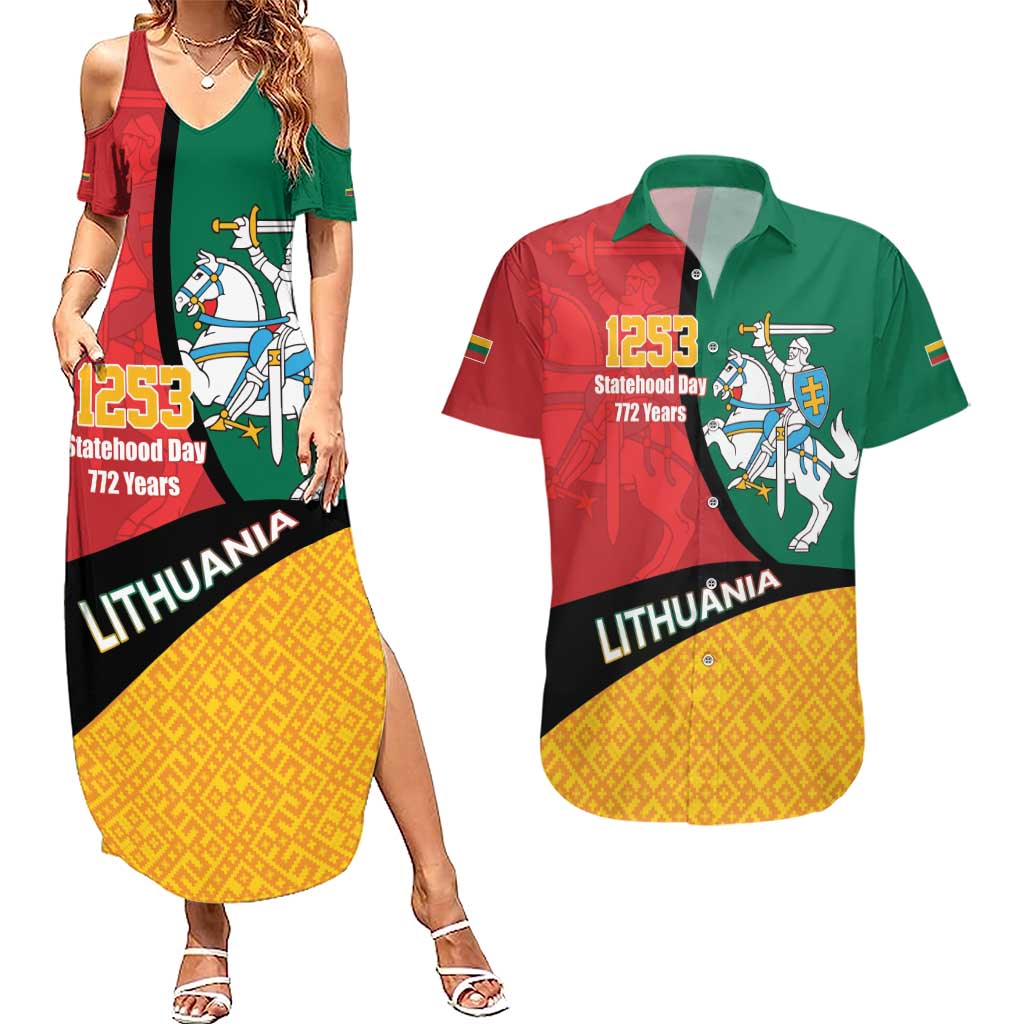 Lithuania Statehood Day July 6 Couples Matching Summer Maxi Dress and Hawaiian Shirt Lietuva Tevyne musu
