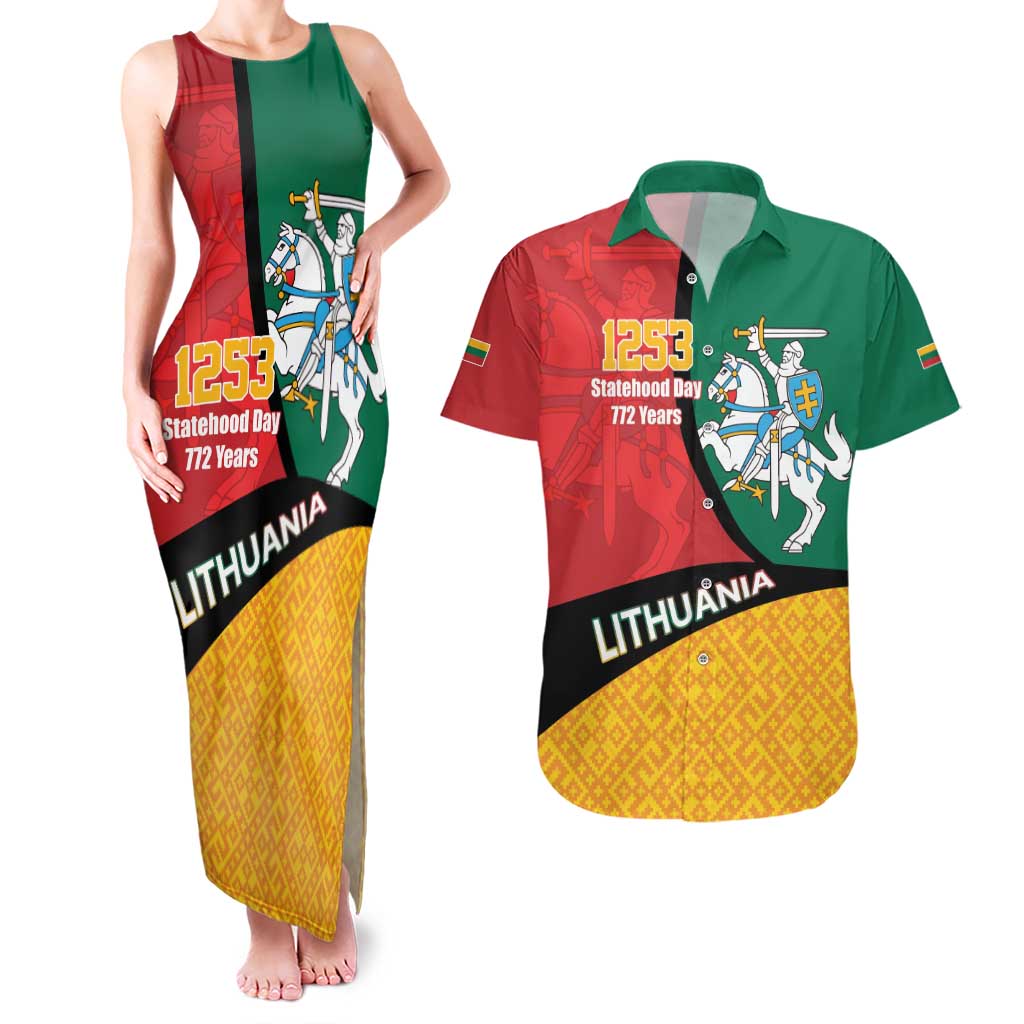 Lithuania Statehood Day July 6 Couples Matching Tank Maxi Dress and Hawaiian Shirt Lietuva Tevyne musu