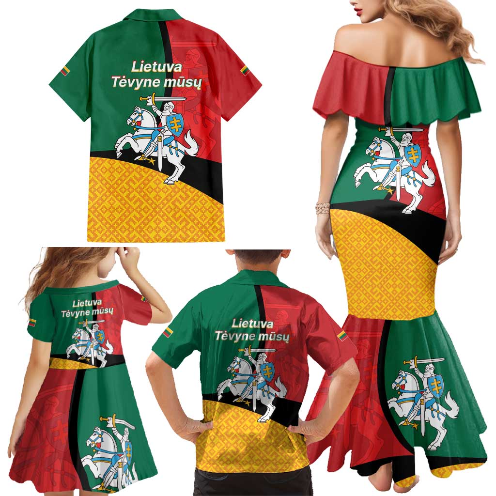 Lithuania Statehood Day July 6 Family Matching Mermaid Dress and Hawaiian Shirt Lietuva Tevyne musu