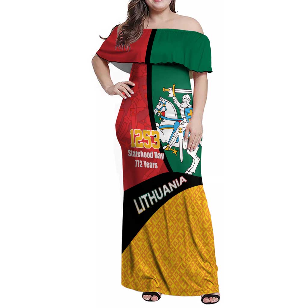 Lithuania Statehood Day July 6 Family Matching Off Shoulder Maxi Dress and Hawaiian Shirt Lietuva Tevyne musu