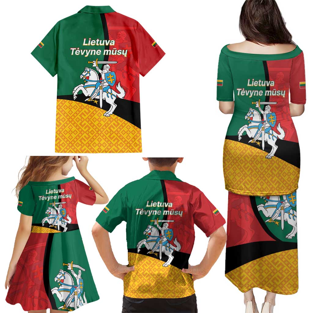 Lithuania Statehood Day July 6 Family Matching Puletasi and Hawaiian Shirt Lietuva Tevyne musu