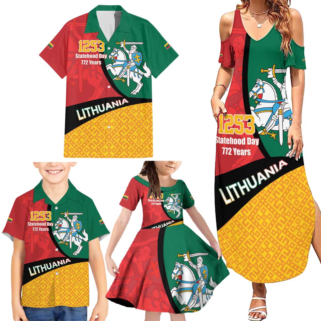 Lithuania Statehood Day July 6 Family Matching Summer Maxi Dress and Hawaiian Shirt Lietuva Tevyne musu
