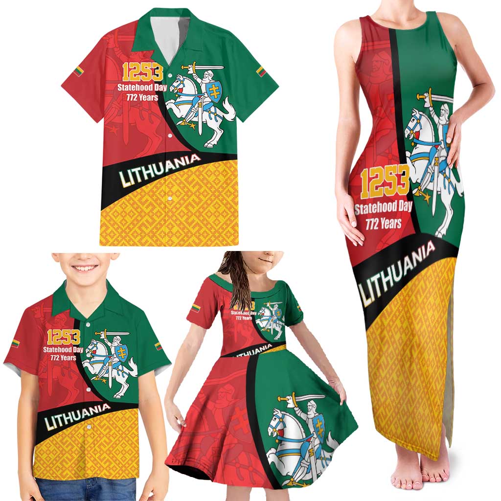 Lithuania Statehood Day July 6 Family Matching Tank Maxi Dress and Hawaiian Shirt Lietuva Tevyne musu