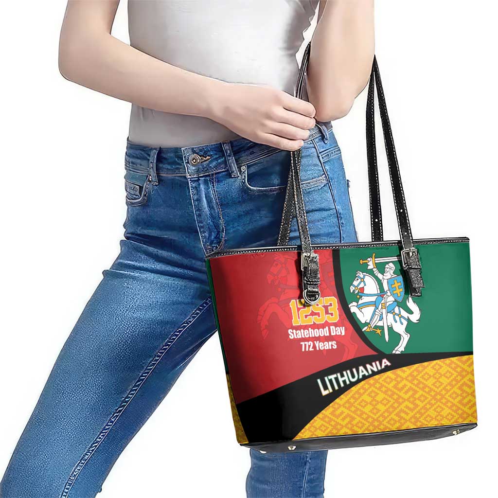 Lithuania Statehood Day July 6 Leather Tote Bag Lietuva Tevyne musu