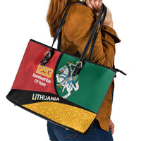 Lithuania Statehood Day July 6 Leather Tote Bag Lietuva Tevyne musu