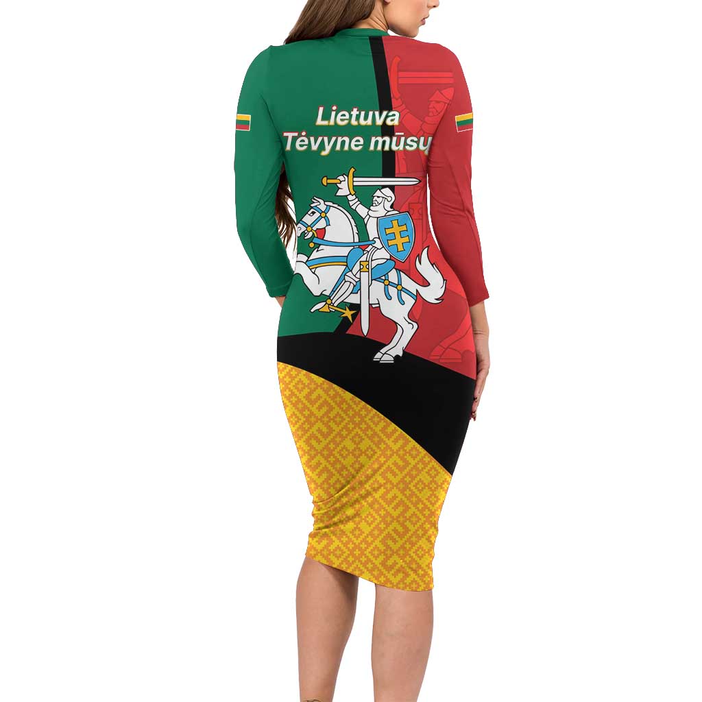Lithuania Statehood Day July 6 Long Sleeve Bodycon Dress Lietuva Tevyne musu